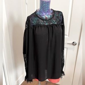 White House Black Market Black Lacey Blouse
